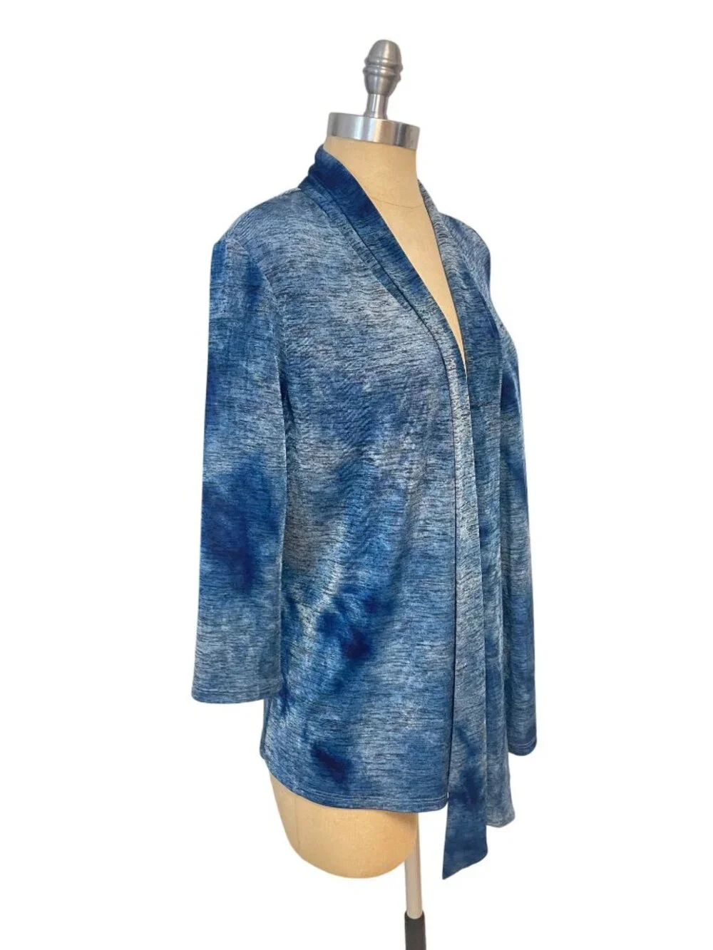 ALBERTO MAKALI Women's Blue/Black Open Cardigan Size Small